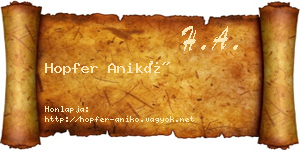 Hopfer Anikó névjegykártya